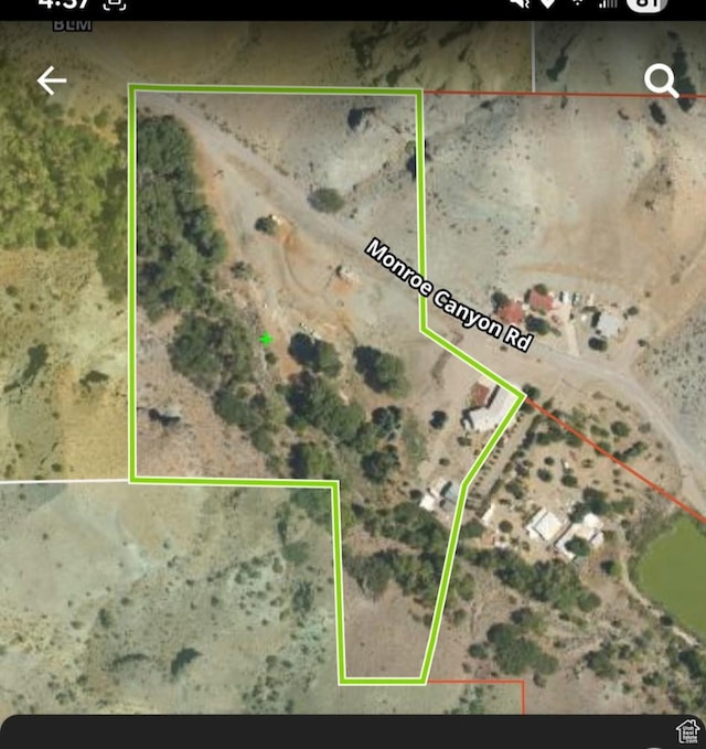 890 E Monroe Canyon Rd S, Monroe, UT 84754 - map / location featuring property parcel outlined