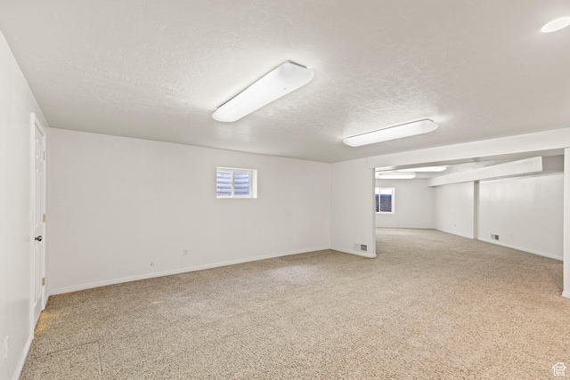890 E Monroe Canyon Rd S, Monroe, UT 84754 - basement featuring a textured ceiling, carpet, and plenty of natural light