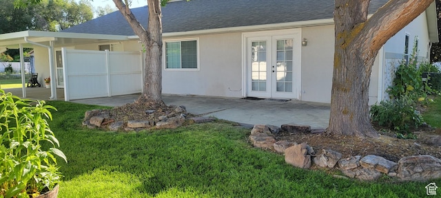 51 N 370 E, American Fork, UT 84003 - rear view of property with french doors, a shingled roof, stucco siding, and a patio area