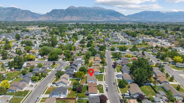 1520 W 300 S, Lehi, UT 84043 - aerial overview of property's location with a mountain backdrop and nearby suburban area