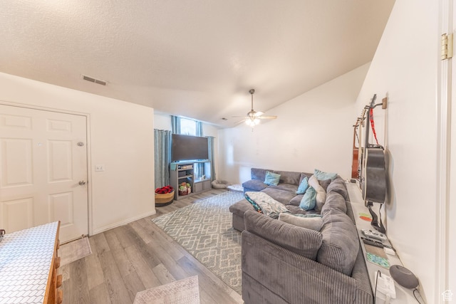 3762 W 4700 S, Roy, UT 84067 - living room with a ceiling fan, light wood-type flooring, and vaulted ceiling