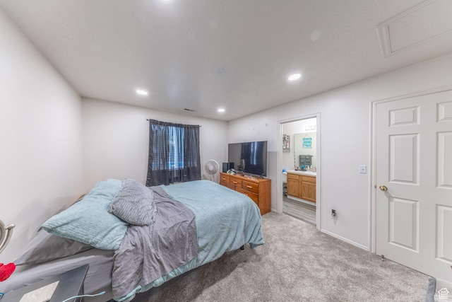 3762 W 4700 S, Roy, UT 84067 - bedroom featuring light colored carpet, recessed lighting, and ensuite bathroom
