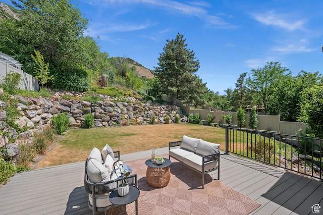 5155 S Alvera Dr E, Holladay, UT 84117 - wooden terrace with an outdoor living space