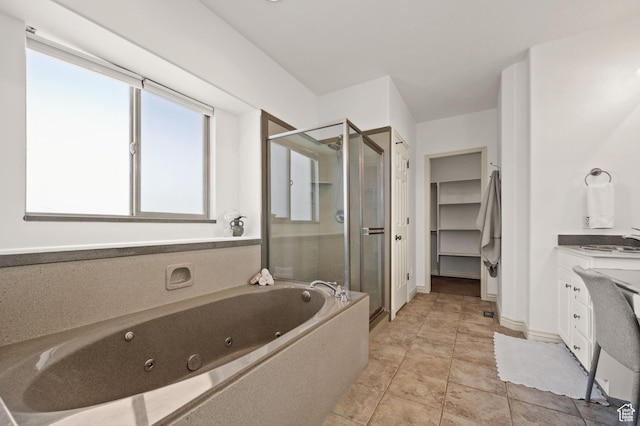 5155 S Alvera Dr E, Holladay, UT 84117 - full bath with a stall shower, vanity, and a jetted tub