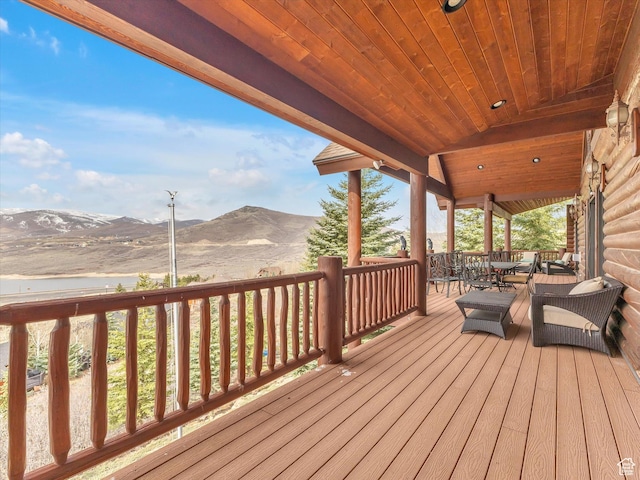 12069 N Sage Hollow Cir, Heber City, UT 84032 - wooden terrace with a mountain view