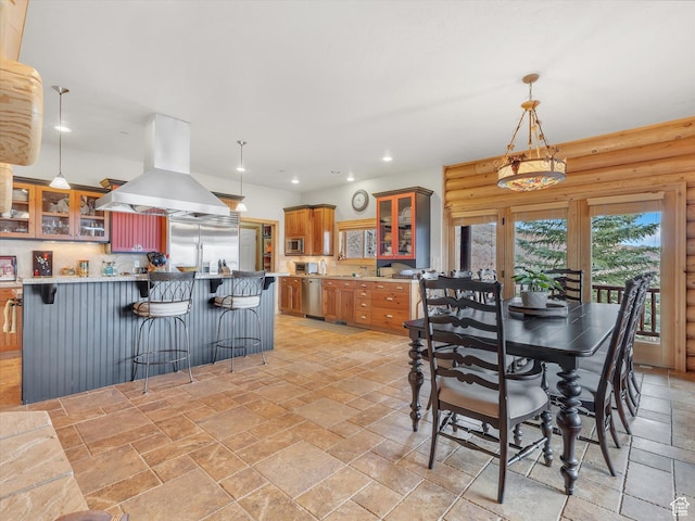 12069 N Sage Hollow Cir, Heber City, UT 84032 - dining space with stone tile floors and recessed lighting