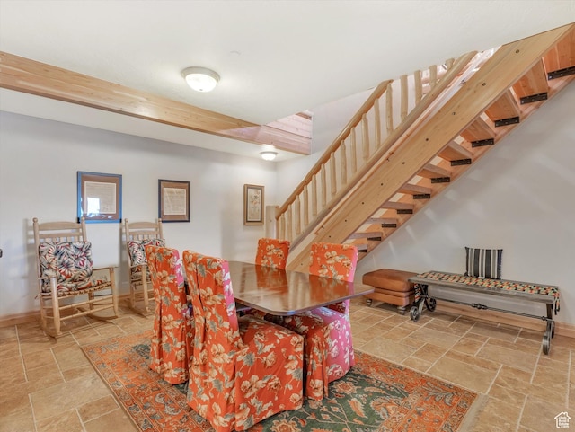 12069 N Sage Hollow Cir, Heber City, UT 84032 - dining space with stone tile flooring and stairs