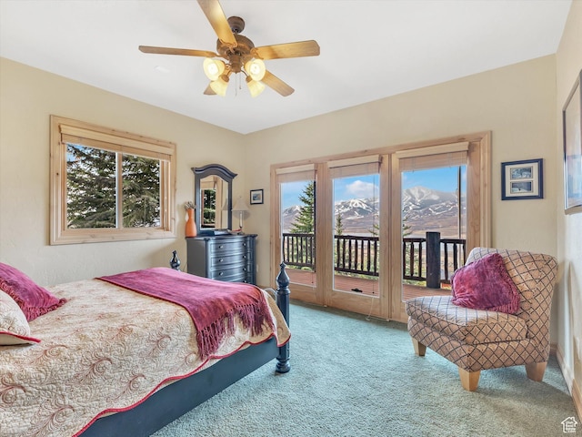 12069 N Sage Hollow Cir, Heber City, UT 84032 - carpeted bedroom featuring access to exterior and a ceiling fan