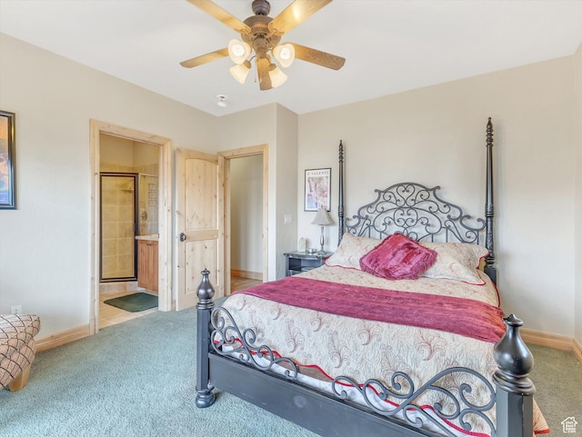 12069 N Sage Hollow Cir, Heber City, UT 84032 - bedroom with carpet flooring, ceiling fan, and ensuite bathroom
