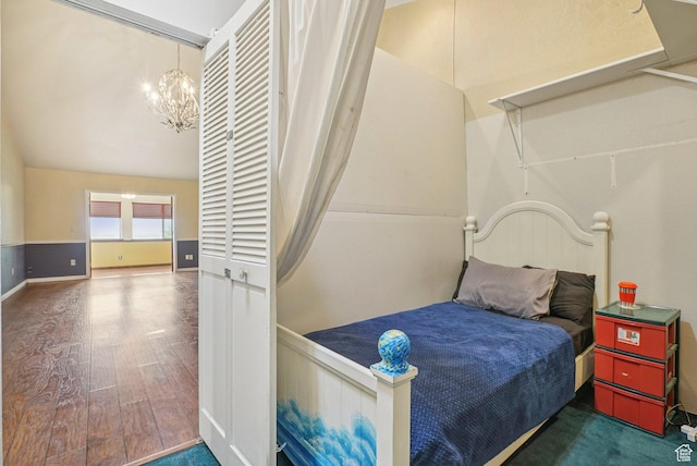 1174 Oakmont Ln, Provo, UT 84604 - bedroom with a chandelier and wood finished floors