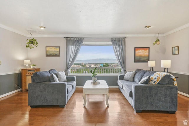 1174 Oakmont Ln, Provo, UT 84604 - living room featuring ornamental molding and wood finished floors