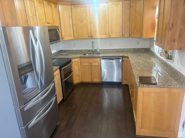 585 S 600 W, Heber City, UT 84032 - kitchen with stainless steel appliances, dark wood-type flooring, and light stone countertops
