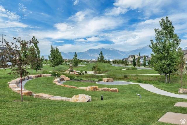 10253 S Clarks Hill Dr, South Jordan, UT 84009 - view of home's community with a mountain view and a yard