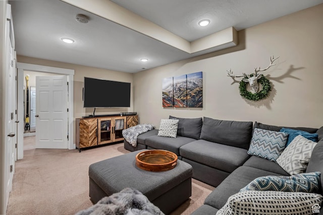 10253 S Clarks Hill Dr, South Jordan, UT 84009 - living area featuring light colored carpet and recessed lighting