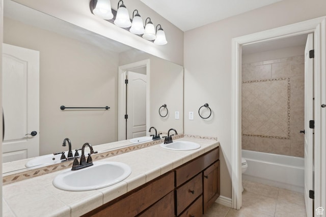 14318 S Butterfield Park Way, Herriman, UT 84096 - full bath with double vanity, tile patterned floors, and  shower combination