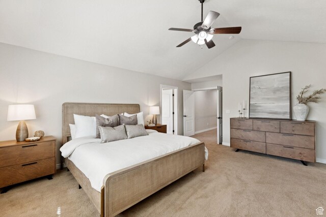 14318 S Butterfield Park Way, Herriman, UT 84096 - bedroom featuring light carpet, a ceiling fan, and high vaulted ceiling