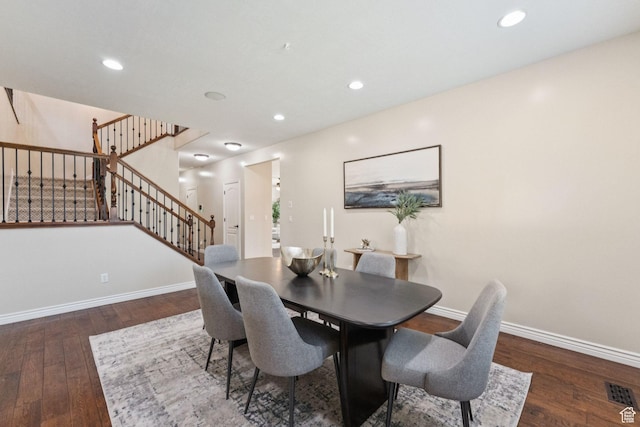 14318 S Butterfield Park Way, Herriman, UT 84096 - dining area featuring stairs, hardwood / wood-style flooring, and recessed lighting