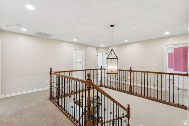 14318 S Butterfield Park Way, Herriman, UT 84096 - hall featuring recessed lighting, carpet, and an upstairs landing