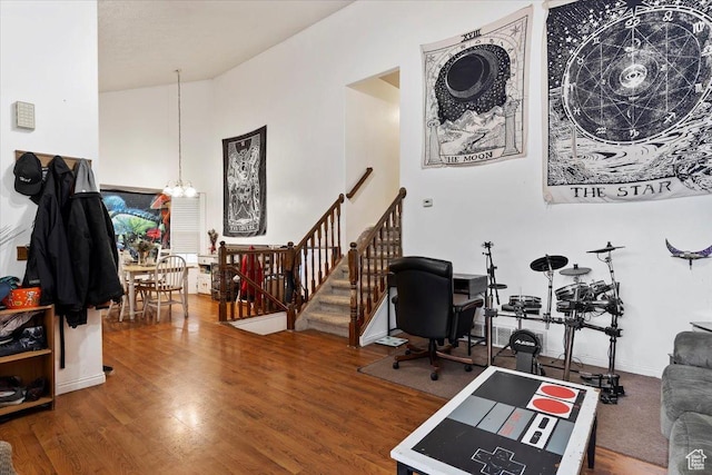 2826 W 4275 S, Roy, UT 84067 - office area featuring wood finished floors and a chandelier