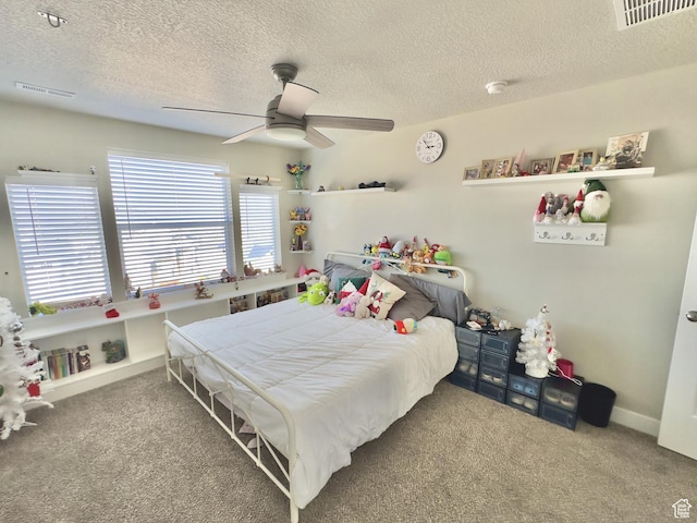 6057 W Herriman View Way, Herriman, UT 84096 - bedroom with carpet flooring, a textured ceiling, and a ceiling fan