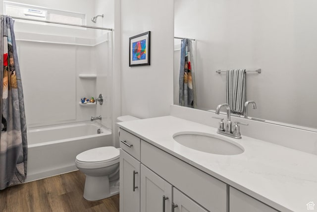 1268 S Raintree Ln, Santaquin, UT 84655 - full bathroom with vanity, shower / bath combo, and wood finished floors