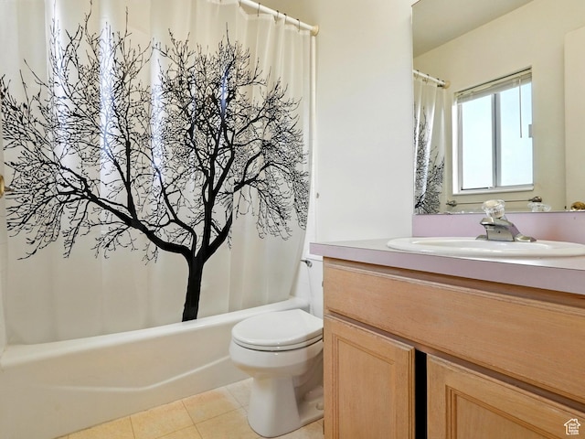 1213 W 1640 N, Clinton, UT 84015 - full bathroom with vanity, shower / tub combo with curtain, and tile patterned flooring