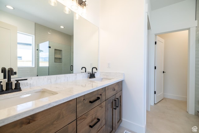 361 E Ventura Blvd, Tooele, UT 84074 - full bath featuring double vanity, a stall shower, and recessed lighting