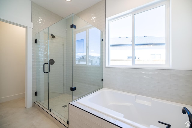 361 E Ventura Blvd, Tooele, UT 84074 - full bathroom with a garden tub, a shower stall, and tile patterned floors