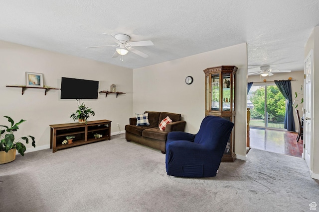 345 E 2475 N, North Logan, UT 84341 - living area with ceiling fan, carpet flooring, and a textured ceiling