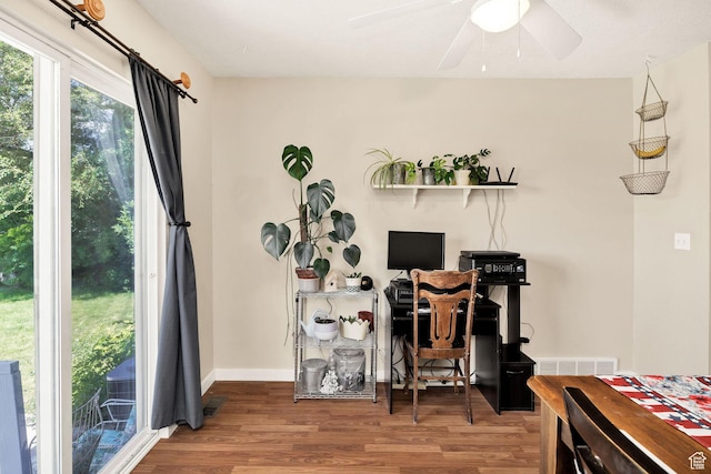 345 E 2475 N, North Logan, UT 84341 - office area featuring wood finished floors and a ceiling fan