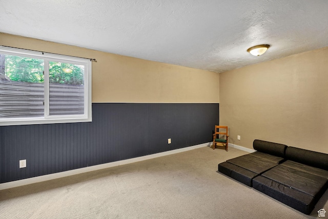 345 E 2475 N, North Logan, UT 84341 - sitting room with carpet, a textured ceiling, and a wainscoted wall