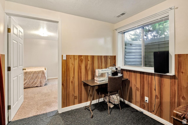 345 E 2475 N, North Logan, UT 84341 - office with carpet floors, wooden walls, a wainscoted wall, and a textured ceiling