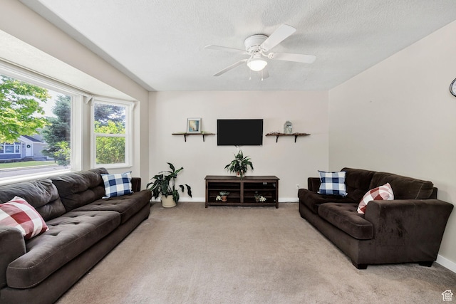 345 E 2475 N, North Logan, UT 84341 - living area featuring carpet flooring, a ceiling fan, and a textured ceiling