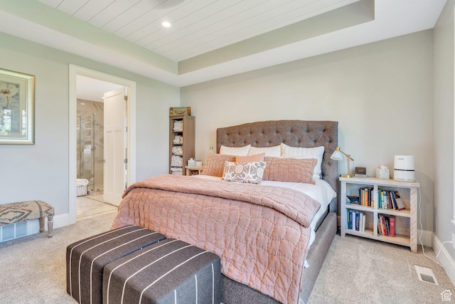 953 E 1000 N, American Fork, UT 84003 - bedroom featuring carpet, recessed lighting, a tray ceiling, and connected bathroom