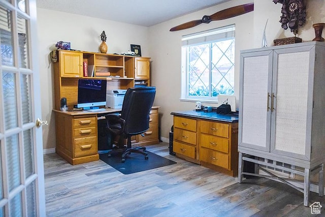 435 W Cobblestone Dr, Providence, UT 84332 - office featuring light wood-style floors and ceiling fan