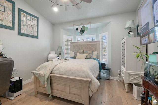 6447 W Arranmore Dr, South Jordan, UT 84009 - bedroom featuring light wood finished floors and ceiling fan