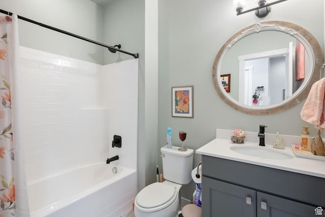 6447 W Arranmore Dr, South Jordan, UT 84009 - full bathroom with vanity and shower / tub combo with curtain
