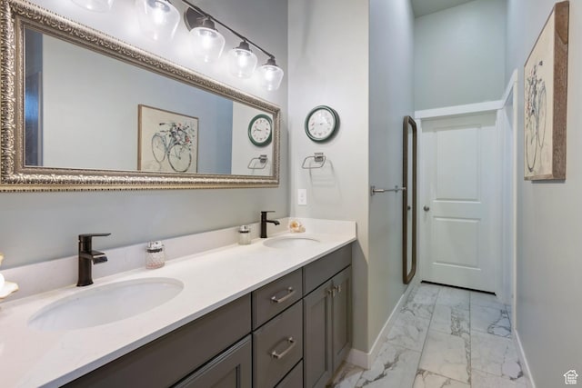 6447 W Arranmore Dr, South Jordan, UT 84009 - bathroom featuring marble finish flooring and double vanity