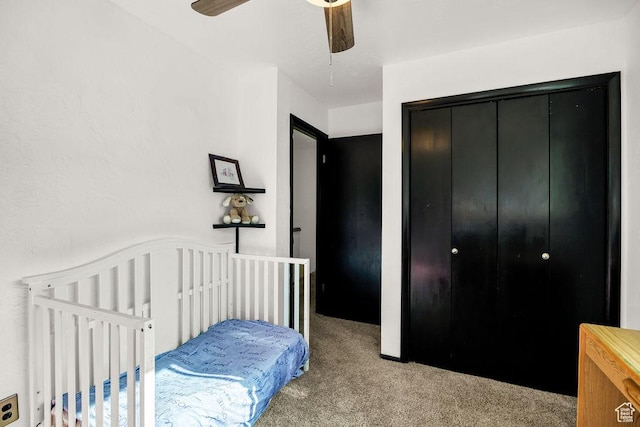 357 W 1100 N Unit 7, Logan, UT 84341 - bedroom featuring carpet flooring, a closet, and a ceiling fan