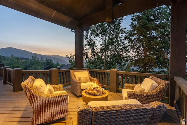 1427 Eagle Way, Park City, UT 84060 - wooden deck featuring a fire pit and a mountain view
