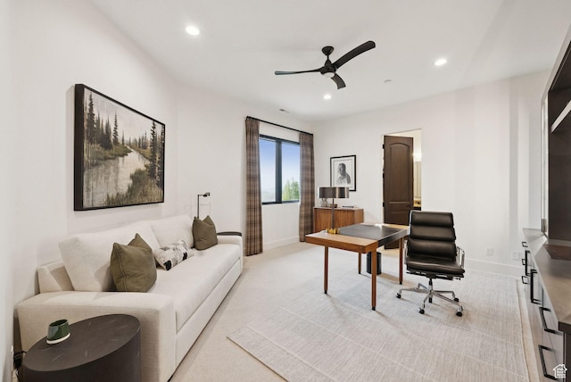 1427 Eagle Way, Park City, UT 84060 - office area with a ceiling fan, recessed lighting, and light carpet