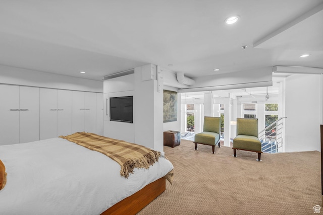 159 W Broadway Unit 301, Salt Lake City, UT 84101 - bedroom featuring carpet floors and recessed lighting