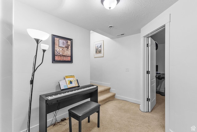 4269 W Lake Brg S, South Jordan, UT 84009 - hall with carpet, stairway, and a textured ceiling