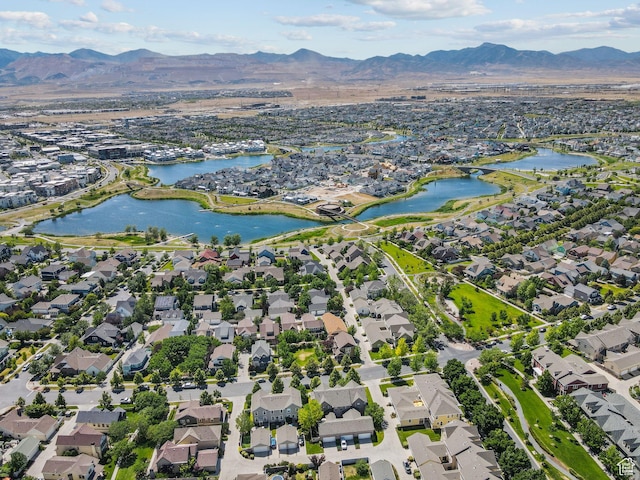 4269 W Lake Brg S, South Jordan, UT 84009 - aerial view of property and surrounding area featuring nearby suburban area and a water and mountain view