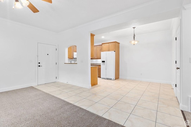 181 N 1200 W Unit 103, Orem, UT 84057 - unfurnished living room featuring ornamental molding, a ceiling fan, and light tile patterned floors