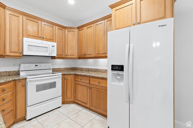 181 N 1200 W Unit 103, Orem, UT 84057 - kitchen with white appliances, light tile patterned flooring, light stone counters, and brown cabinetry