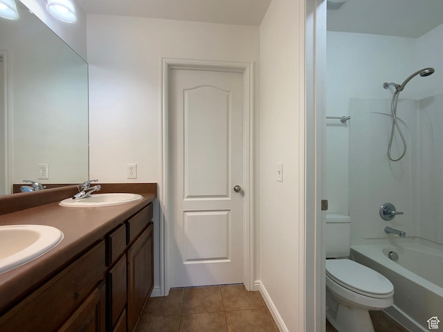 6842 W Grevillea Ln, West Jordan, UT 84081 - full bath featuring double vanity, bathing tub / shower combination, and tile patterned floors
