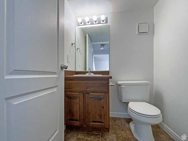 6842 W Grevillea Ln, West Jordan, UT 84081 - half bathroom featuring vanity and stone finish flooring