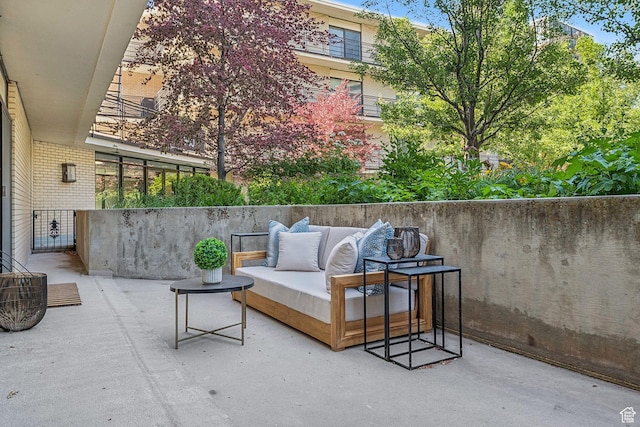 900 S Donner Way E Unit 405, Salt Lake City, UT 84108 - view of patio with an outdoor hangout area