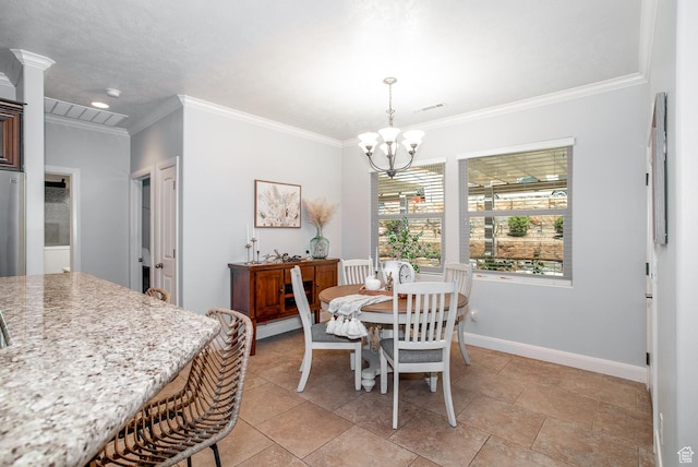 1430 W 365 N, Hurricane, UT 84737 - dining space featuring a chandelier, crown molding, and recessed lighting